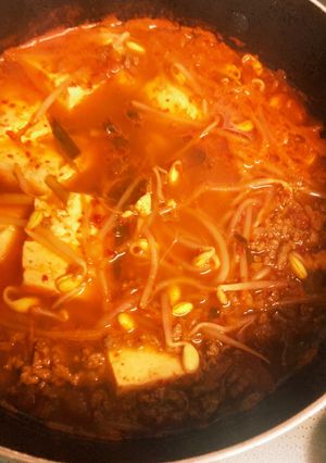 【残り物】キムチと肉そぼろのスープ★韓食-レシピのメイン写真