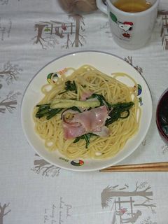 春菊とベーコンのパスタ-レシピのメイン写真