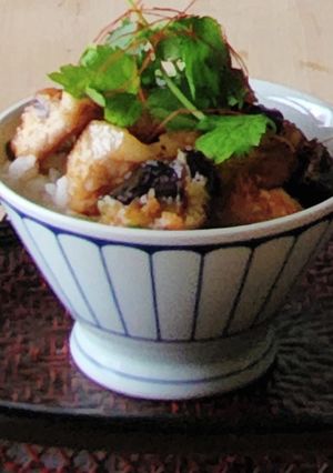カリカリ豚&ナス辛旨丼★昼ご飯☆1人ご飯-レシピのメイン写真