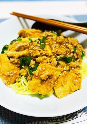 コスパ◎厚揚げ×ひき肉の中華あんかけそば-レシピのメイン写真