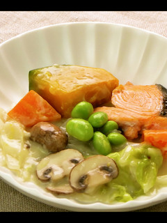 かるしお®かぼちゃとサーモンのクリーム煮-レシピのメイン写真