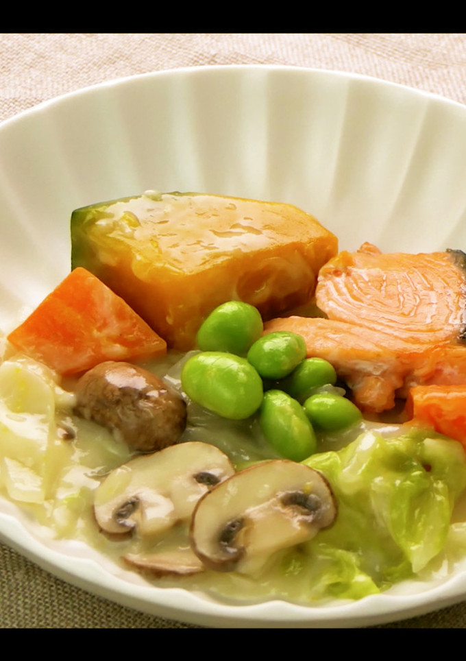 かるしお®かぼちゃとサーモンのクリーム煮-レシピのメイン写真
