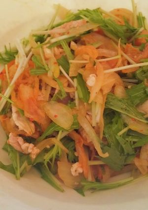 水菜と豚しゃぶ肉のキムチ和え-レシピのメイン写真