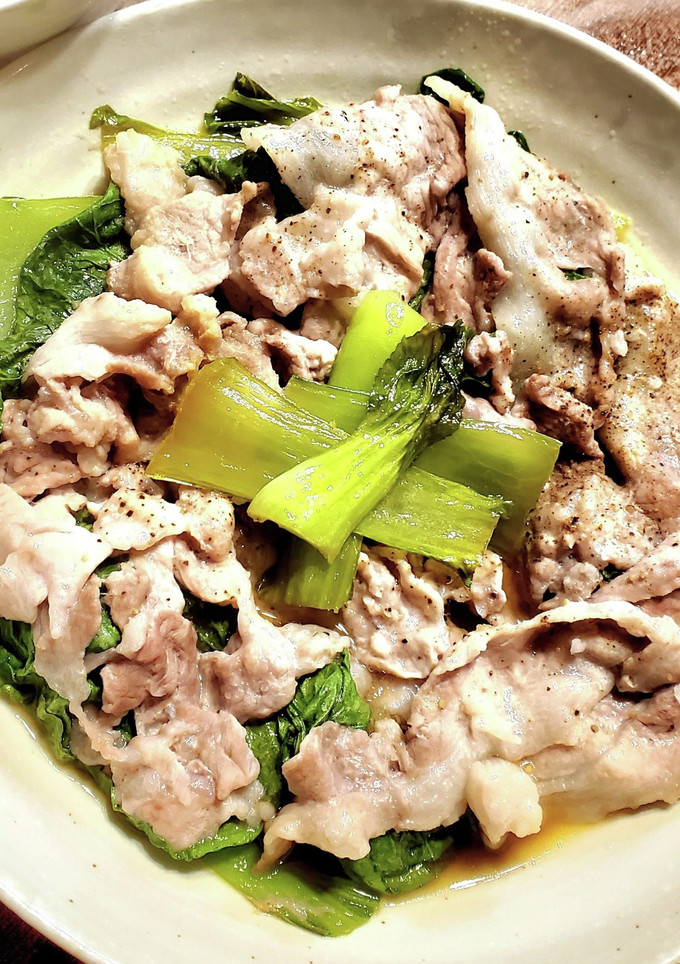 豚肉と青梗菜の酒蒸し-レシピのメイン写真