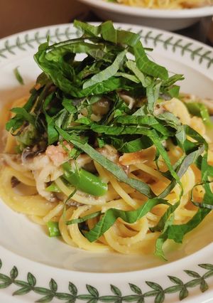 エゴマの葉香る絶品ピリ辛明太子パスタ-レシピのメイン写真