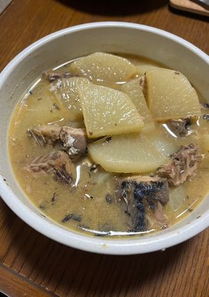 レンジで超簡単！大根とサバ缶の味噌煮-レシピのメイン写真