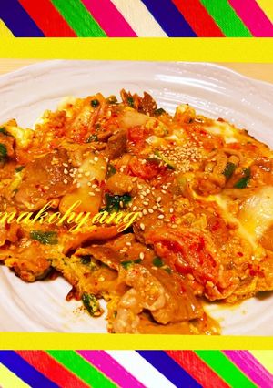 韓国家庭料理☆キムチポックム卵焼き-レシピのメイン写真