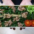 レンジで簡単★ほうれん草と牛肉の丼弁当