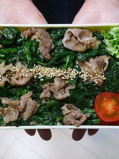 レンジで簡単★ほうれん草と牛肉の丼弁当-レシピのメイン写真