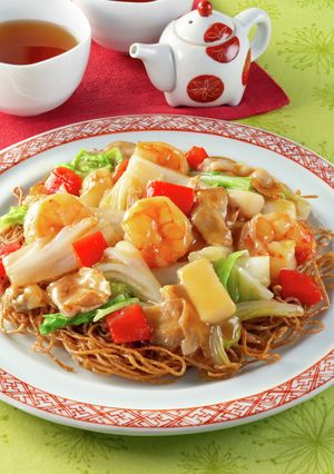 低糖質 大豆麺の焼き付け海鮮そば -レシピのメイン写真