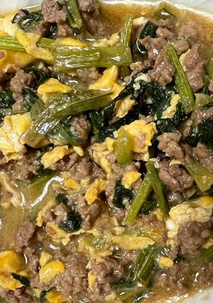 ミンチと小松菜のうま味噌煮-レシピのメイン写真