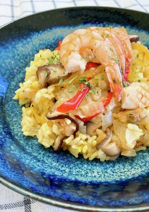 炊飯器で簡単　シーフードパエリア-レシピのメイン写真