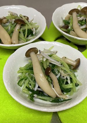 水菜としめじとしらすのお浸し♫-レシピのメイン写真