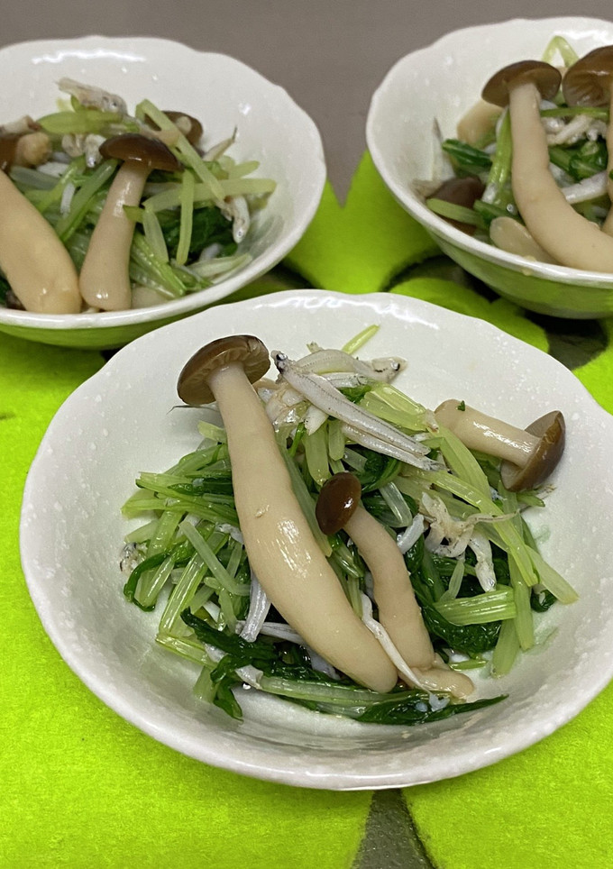 水菜としめじとしらすのお浸し♫-レシピのメイン写真