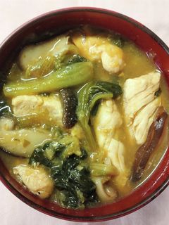 小松菜と 椎茸 鶏ささみの お味噌汁-レシピのメイン写真
