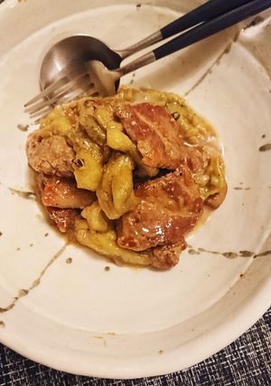 焼き茄子と豚肉の味噌炒め和え-レシピのメイン写真