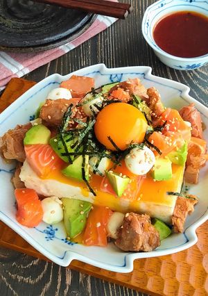 まぐろ尾肉のユッケ風豆腐-レシピのメイン写真
