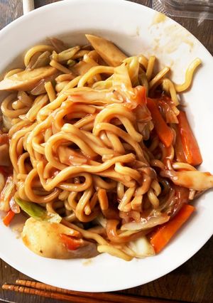 お一人様!市販の焼きそばクリームパスタ風-レシピのメイン写真