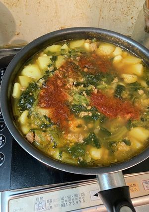 桃屋のキムチの素を使った辛いスープ-レシピのメイン写真