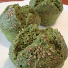 รูปของ オートミール＆抹茶と白胡麻の蒸しパン