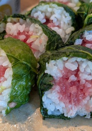 天然本鮪のカマトロで菜トロ巻き-レシピのメイン写真