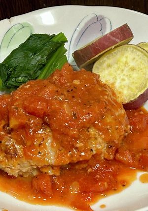 豚肩ロース肉でハンバーグ・トマト煮込み-レシピのメイン写真