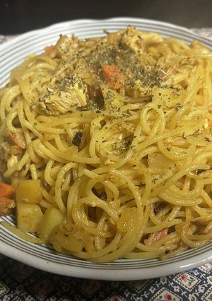スパゲティ・タンドリーチキン炒め-レシピのメイン写真