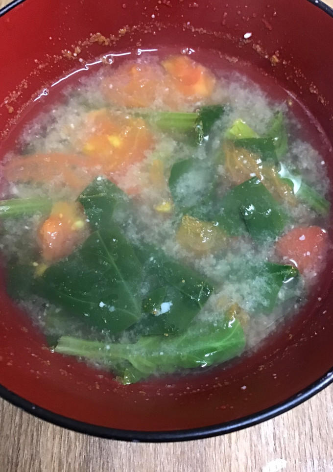 ゆうげの味噌汁/ほうれん草とトマト-レシピのメイン写真