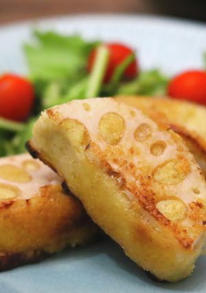 キヌアとおからのれんこん挟み焼き-レシピのメイン写真