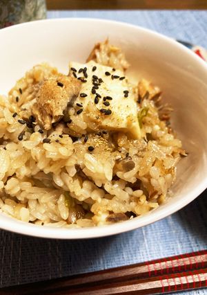 鍋キューブでサバ缶と厚揚げの炊き込みご飯-レシピのメイン写真