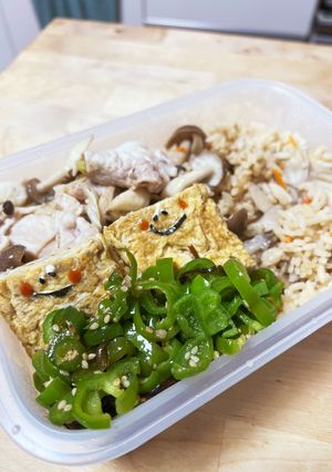 簡単！ピーマンおかず☆舞茸炊き込み飯弁当-レシピのメイン写真