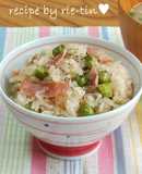 ஐグリーンピースとベーコン炊き込みご飯ஐ