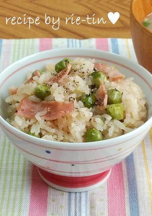 ஐグリーンピースとベーコン炊き込みご飯ஐ-レシピのメイン写真