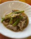 豚肉とアスパラのガリバタ炒め