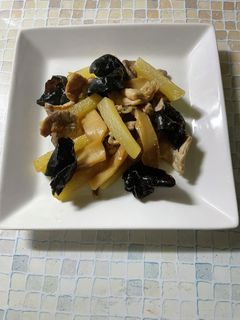 ヤーコン豚肉メンマ木耳のオイスター炒め-レシピのメイン写真