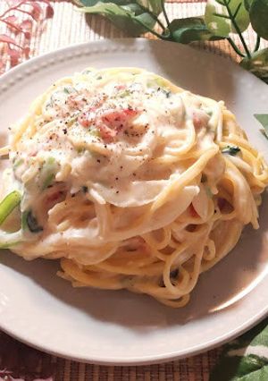 えびしぐれと小松菜のクリームパスタ-レシピのメイン写真