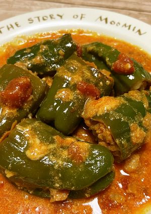 ピーマンの肉詰めトマト煮込み-レシピのメイン写真