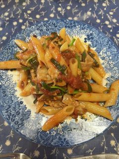 豚バラとニラのアラビアータ風パスタ-レシピのメイン写真