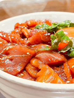 時短サーモンマグロユッケ風丼-レシピのメイン写真