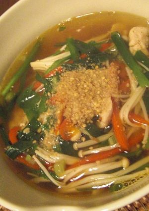 カリカリチキンのせ・アジアンにゅうめん-レシピのメイン写真