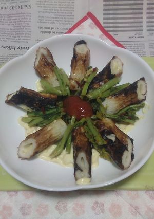 チーズ入り焼きちくわ＋小カブの葉甘辛酢漬-レシピのメイン写真