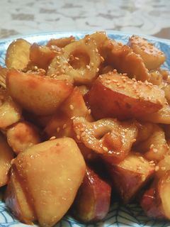 さつま芋・蓮根・鶏肉のやみつき甘辛だれ♪-レシピのメイン写真