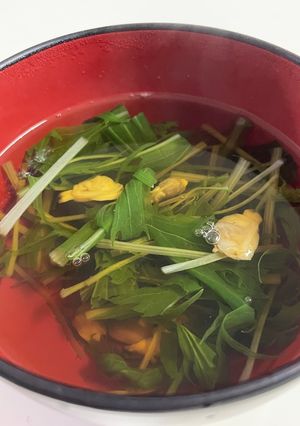 水菜とアサリのお吸い物-レシピのメイン写真