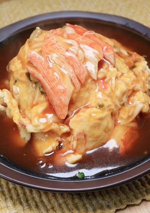 マッシュルーム小ネギ蟹玉甘酢天津飯-レシピのメイン写真