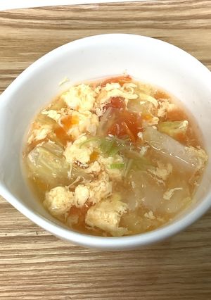 栄養満点！卵とトマトと白菜のスープ-レシピのメイン写真