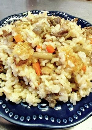麺つゆで簡単美味い牛ごぼう炊き込みごはん-レシピのメイン写真