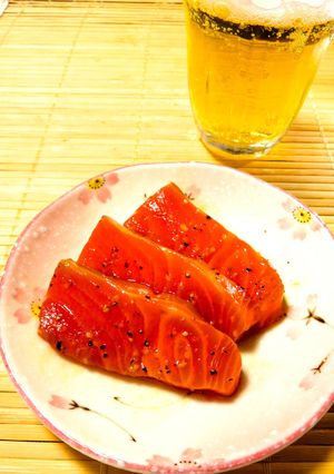 ☺簡単おつまみ♪サーモンのめんつゆ漬け☺-レシピのメイン写真