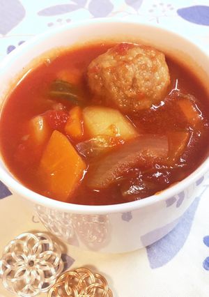 給食の「ミートボールのトマトスープ」♡-レシピのメイン写真