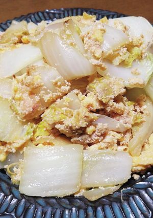 10分！簡単！白菜と卵と明太子炒め！-レシピのメイン写真