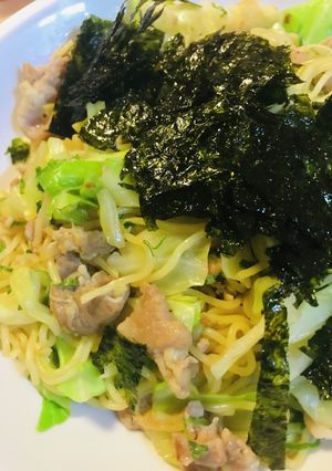 ノンオイル●蒸し焼きネギ＆キャベ豚焼そば-レシピのメイン写真